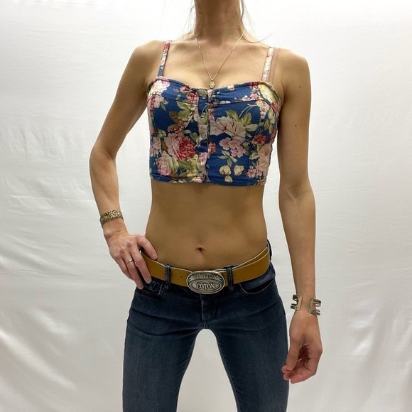 STREETWEAR Society crop top floral festival spaghetti straps size S woman’s - Picture 2 of 12